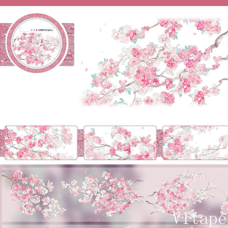 Pink Floral Peach Blossom PET Tape ZERO-651