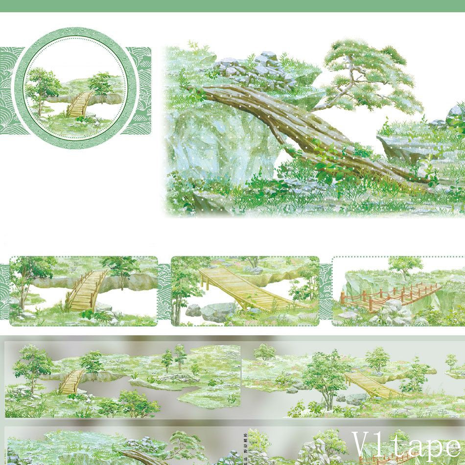 Landscape Wild Path Bridge Washi PET Tape ZERO-629
