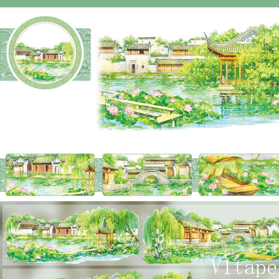 Lotus Flower Water Alleys PET Tape ZERO-619