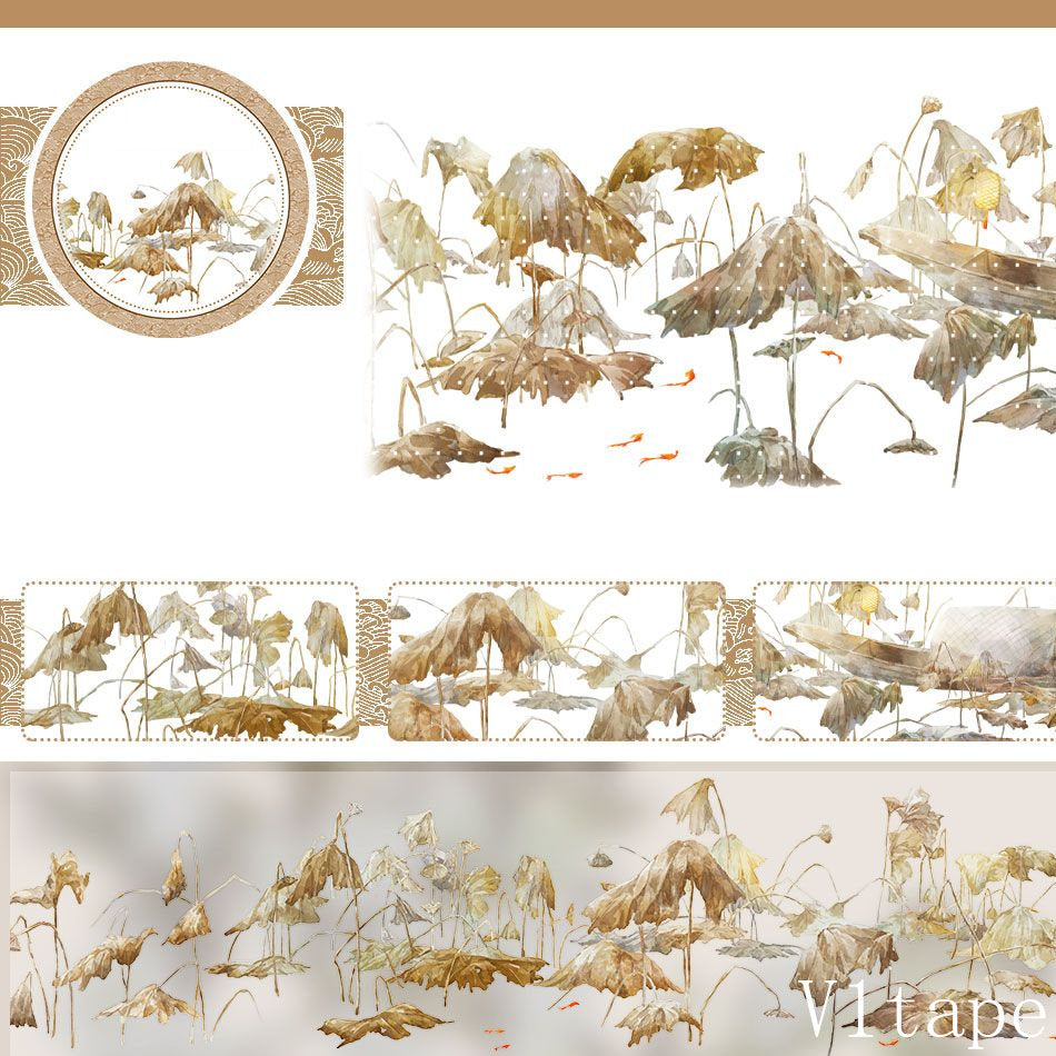 Dead Lotus Floral Washi PET Tape ZERO-656