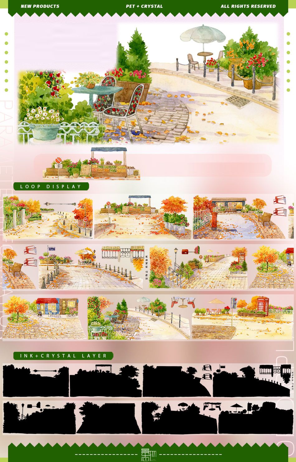 Autumn Scenery in European Cities Washi PET Tape Roll ZERO-379