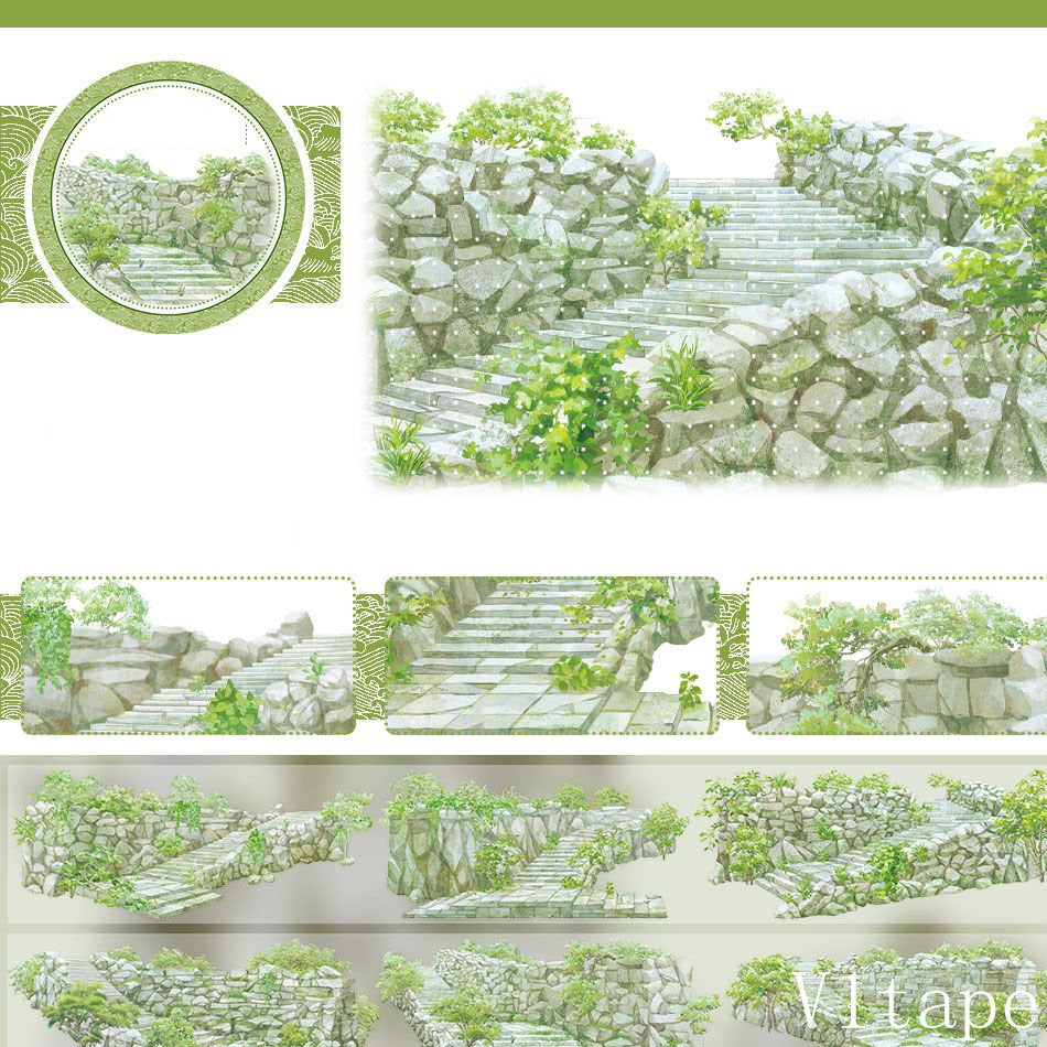 Landscape Wall and Stone Path Washi PET Tape ZERO-632