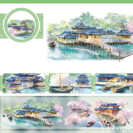 Beautiful Wooden Pavilion Washi PET Tape Roll ZERO-583