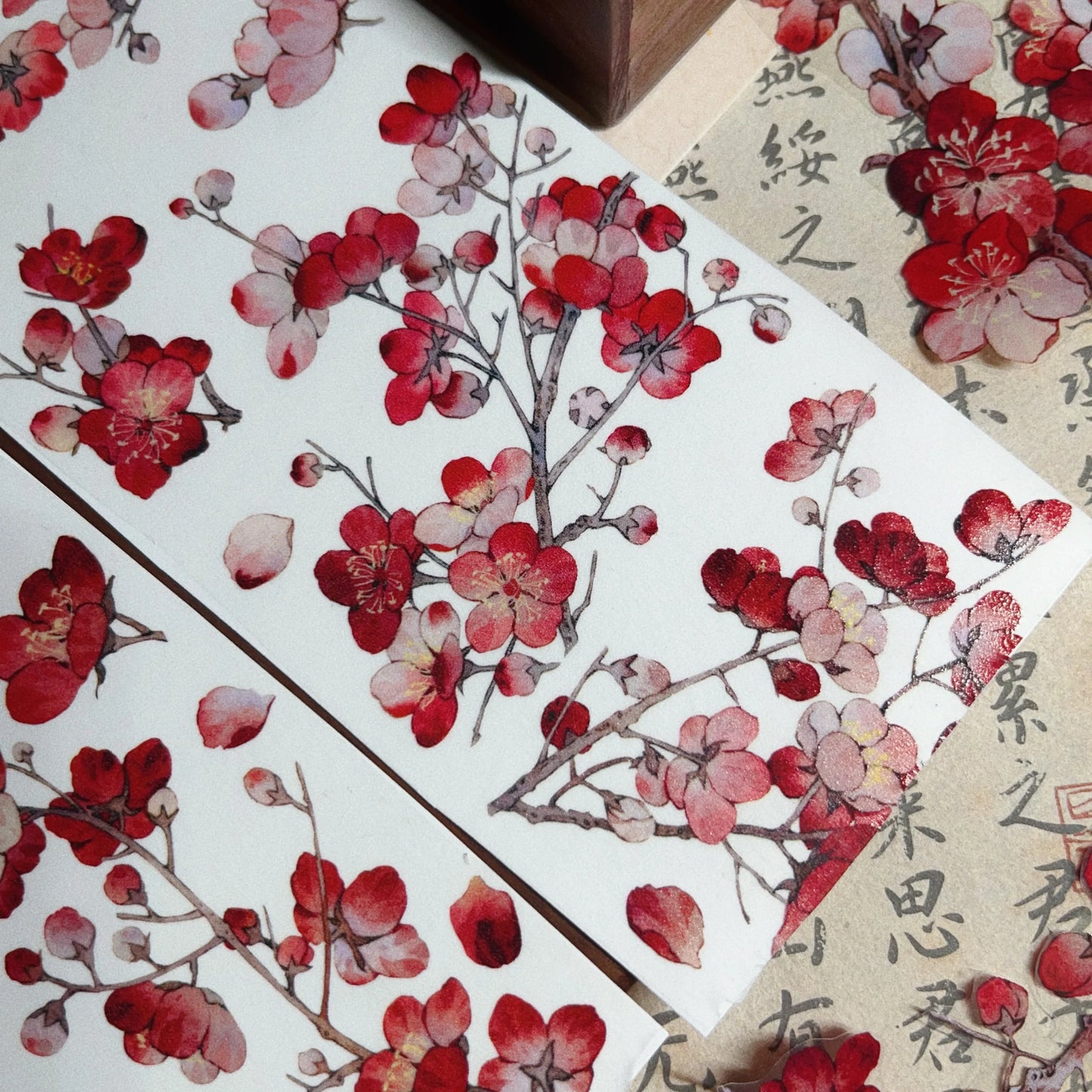 New Year's New Red Plum Floral PET Washi Tape Blossom