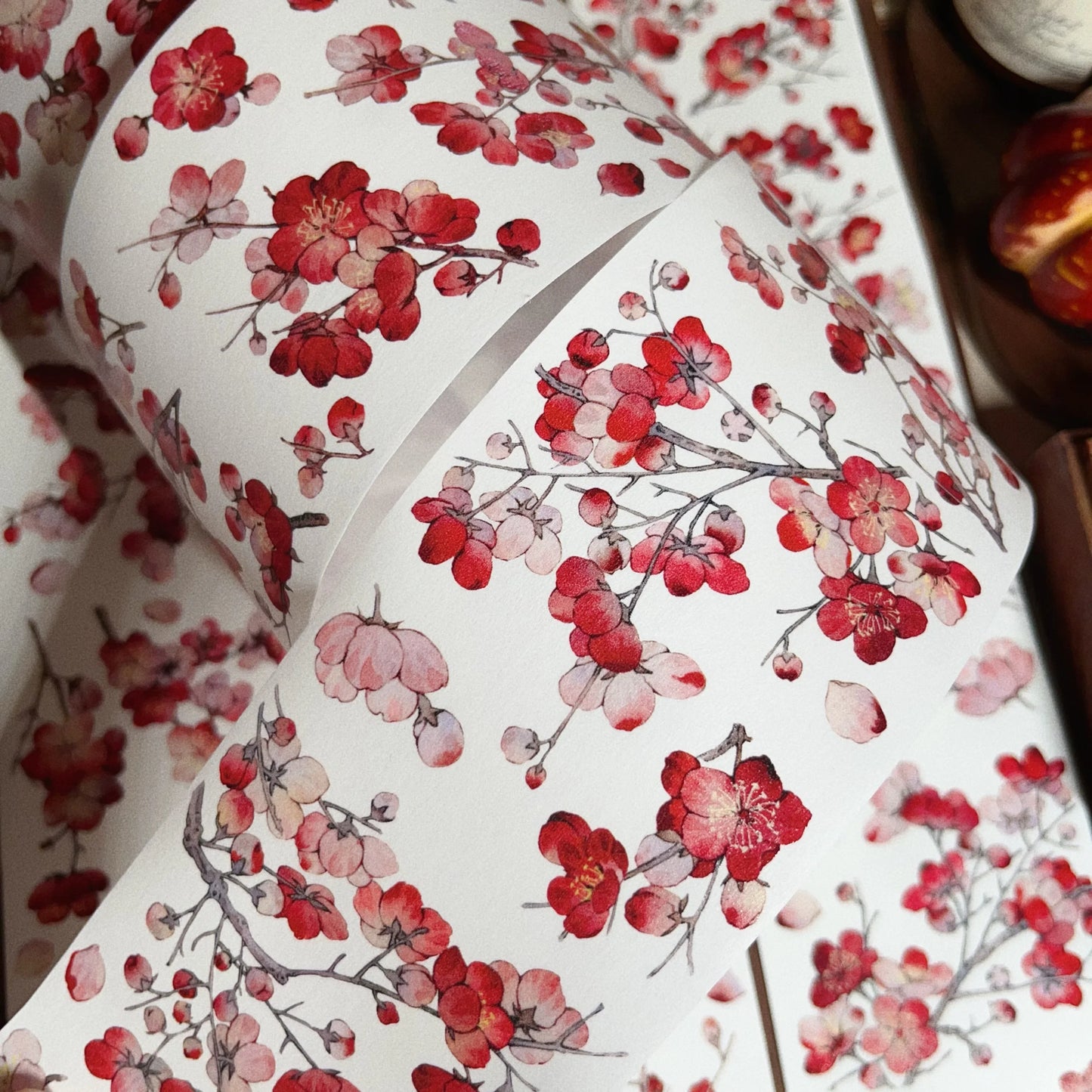 New Year's New Red Plum Floral PET Washi Tape Blossom