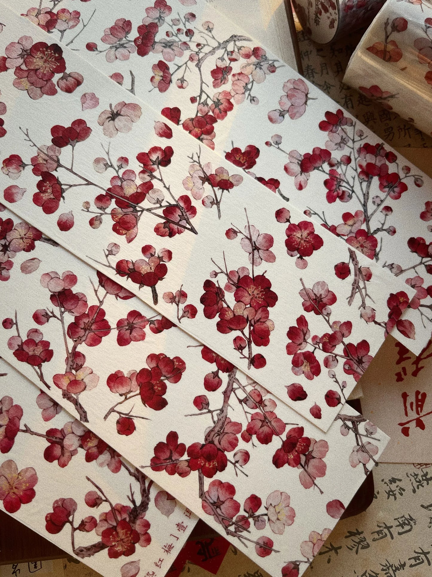 New Year's New Red Plum Floral PET Washi Tape Blossom