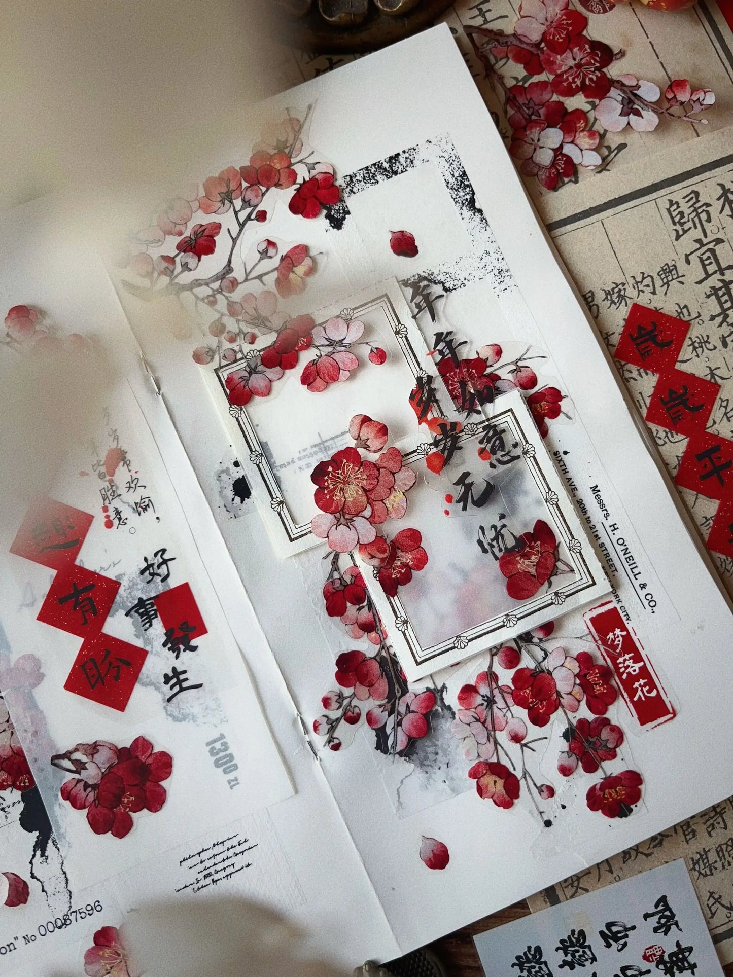 New Year's New Red Plum Floral PET Washi Tape Blossom