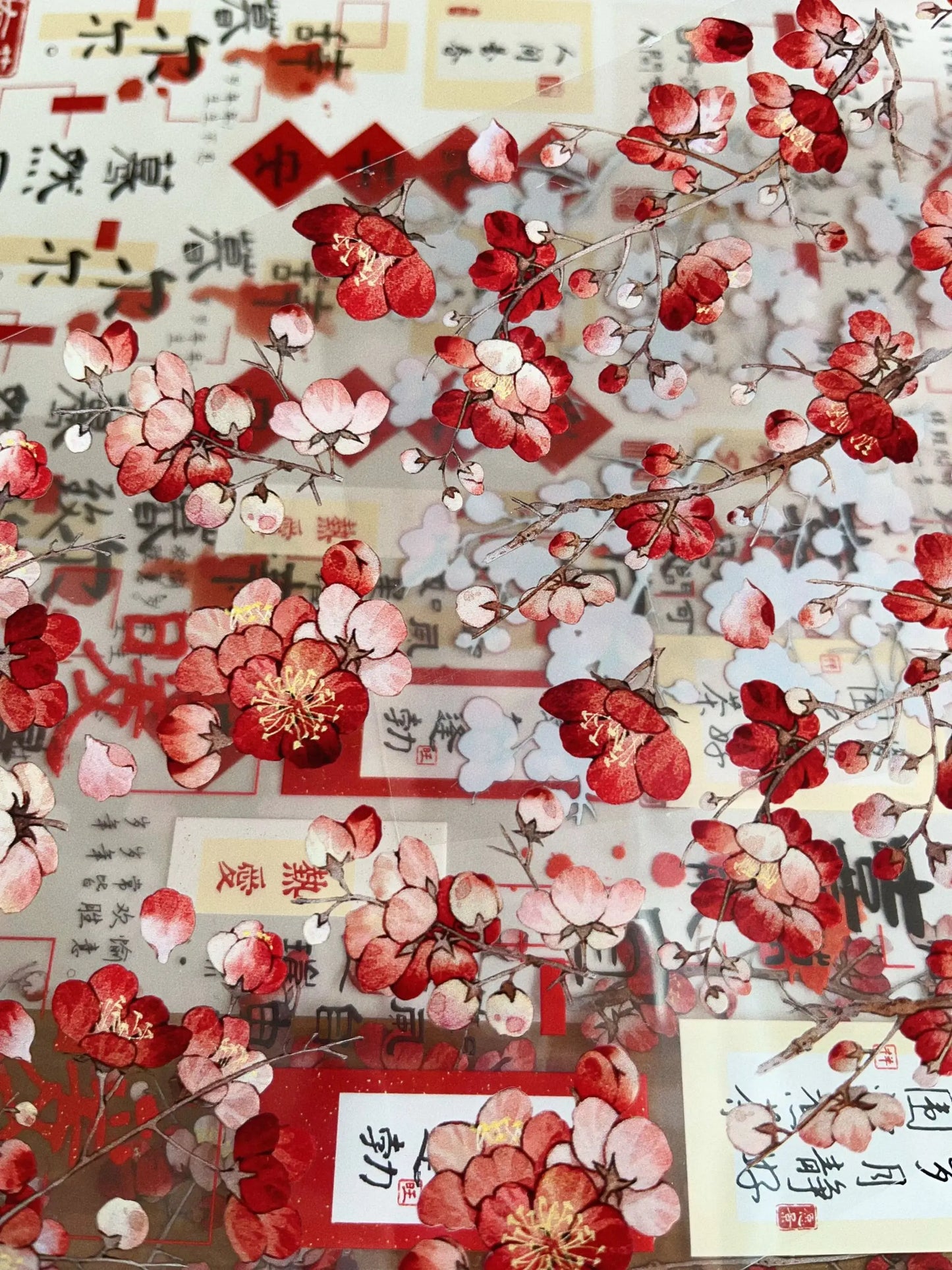 New Year's New Red Plum Floral PET Washi Tape Blossom