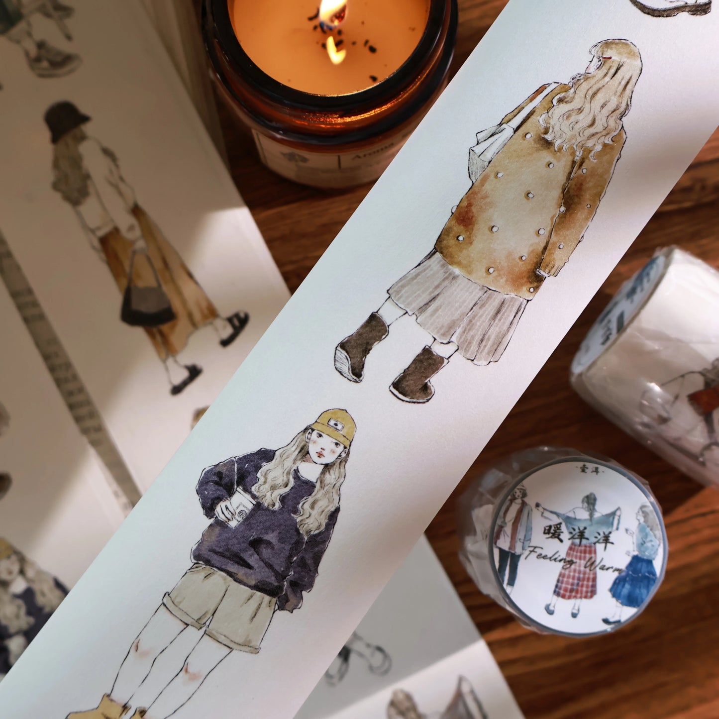 Yier New Cute Girl PET Washi Tape Character Journal Planner Sticker