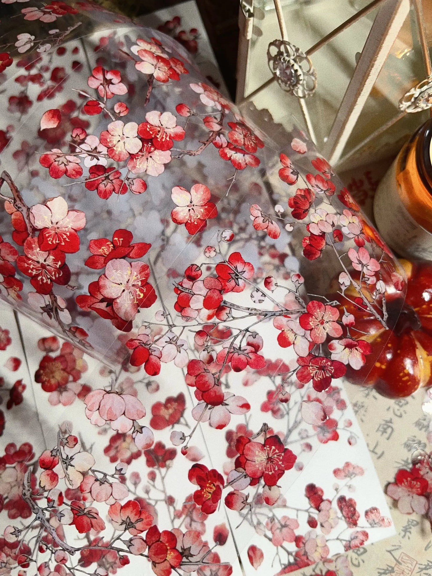 New Year's New Red Plum Floral PET Washi Tape Blossom