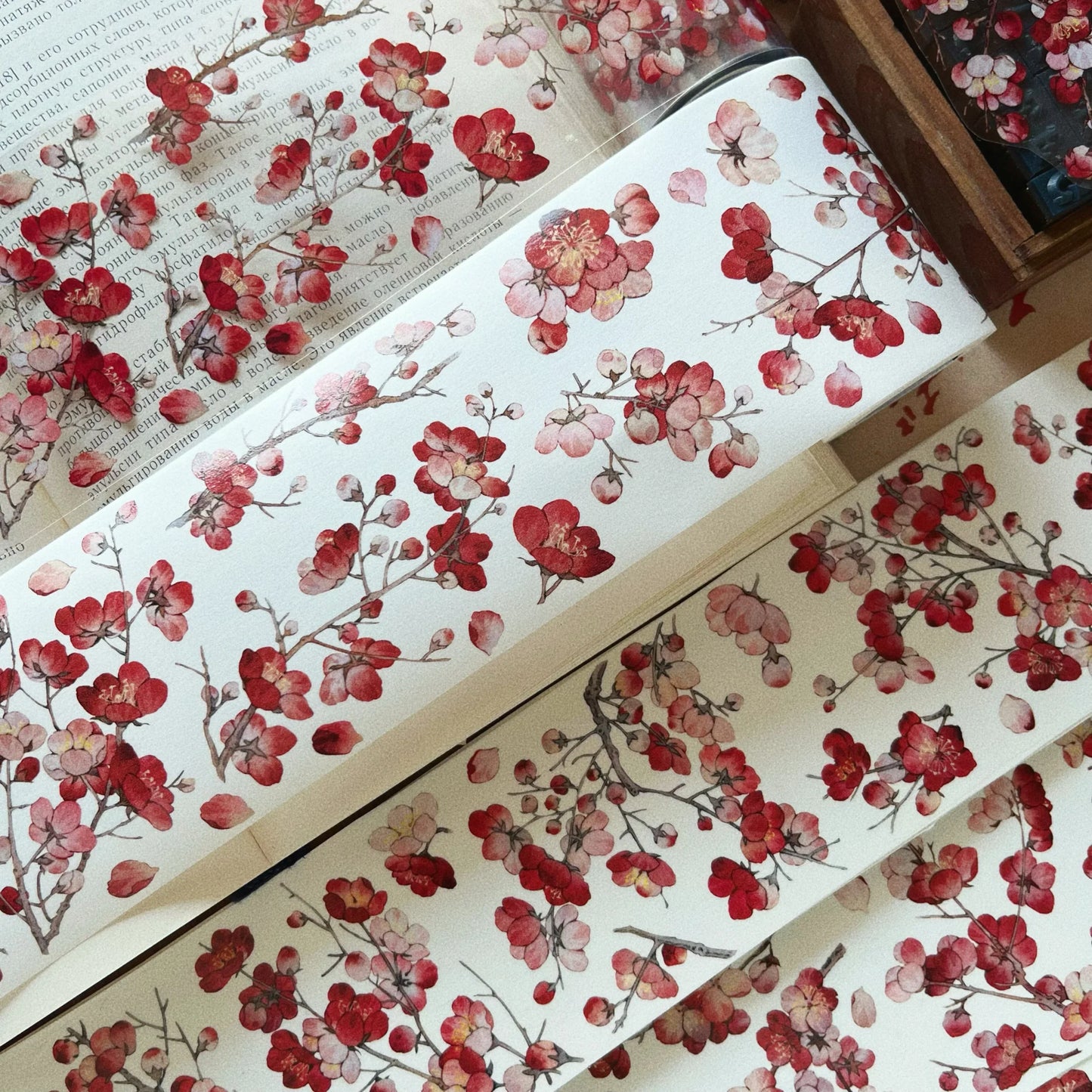 New Year's New Red Plum Floral PET Washi Tape Blossom