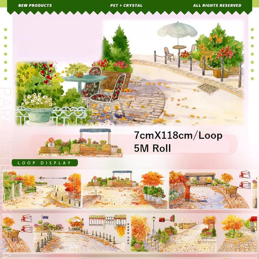 Autumn Scenery in European Cities Washi PET Tape Roll ZERO-379